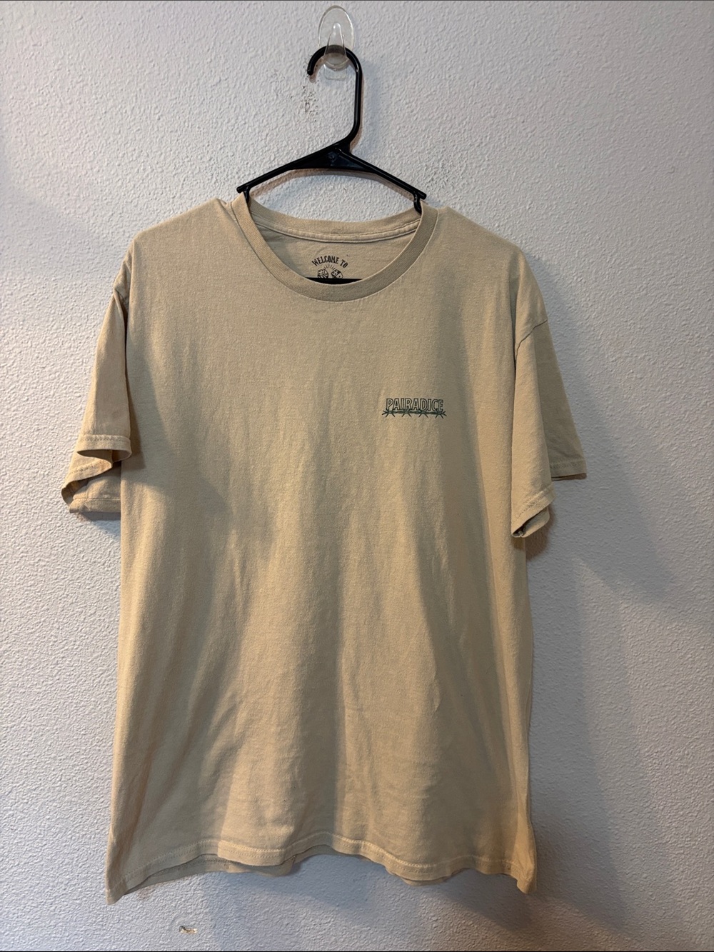 Welcome To Pairadice Classic Men’s Crew Neck T-Shirt - Beige